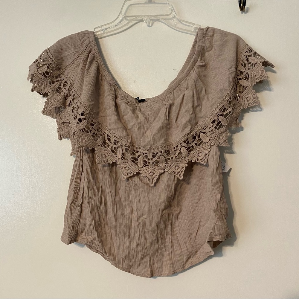 Beige off the shoulder top